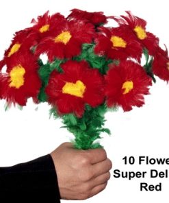 Appearing Flower Bouquet: 10 Red Blooms with Yellow Centers